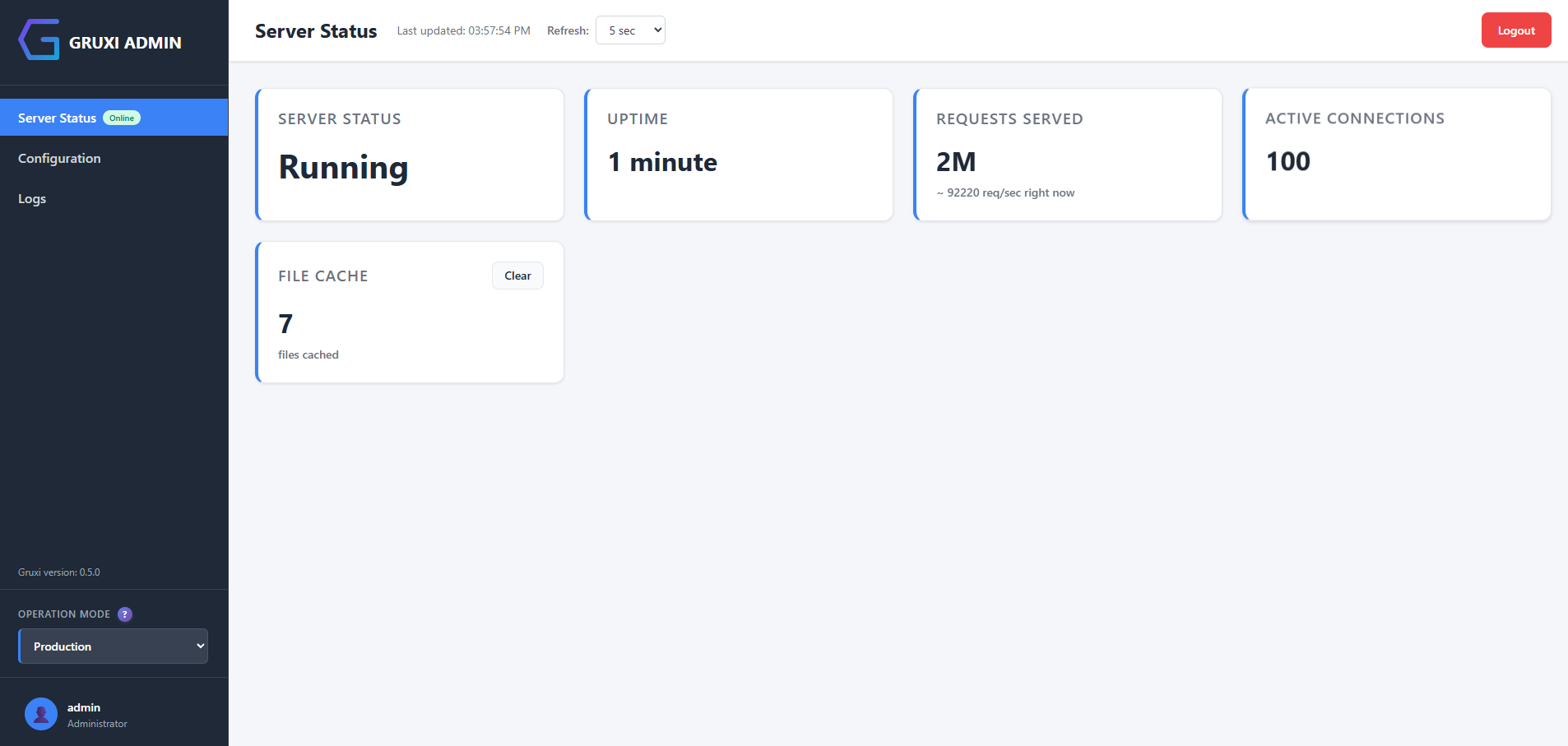 Gruxi built-in admin UI