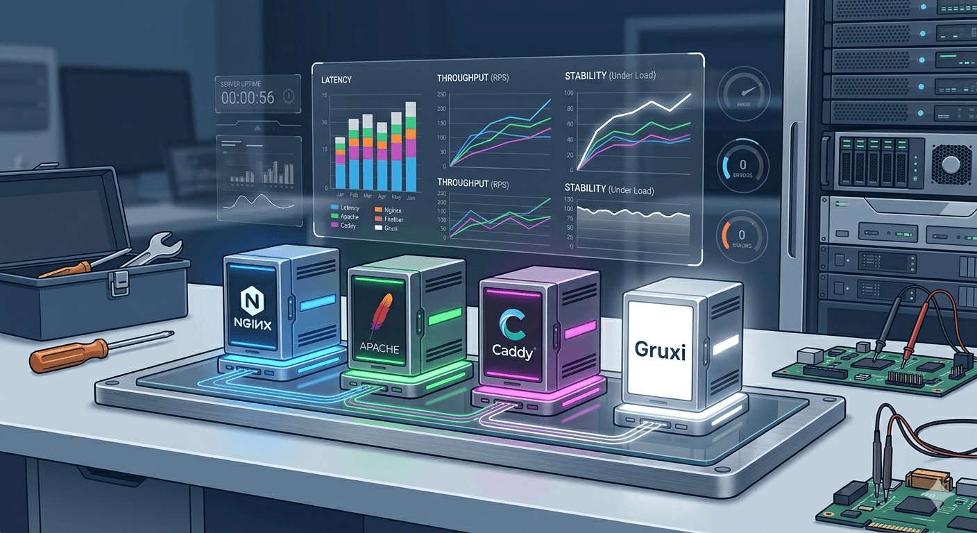 Benchmark Windows Nginx Apache Caddy Gruxi